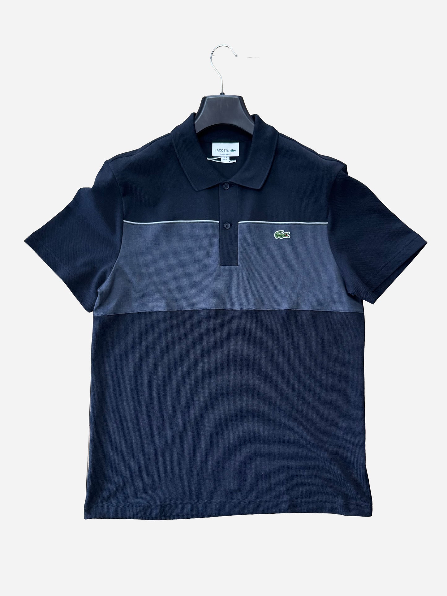 Lacoste Black and Grey Panel Polo