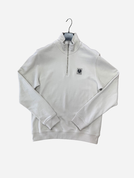 Belstaff Quarter Zip Sweatshirt Silver Birch