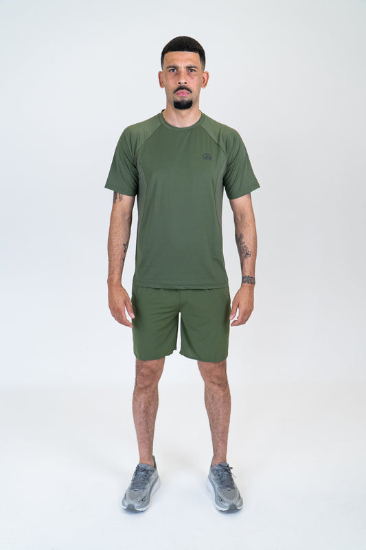 Flux Marl Khaki Paneld Tee