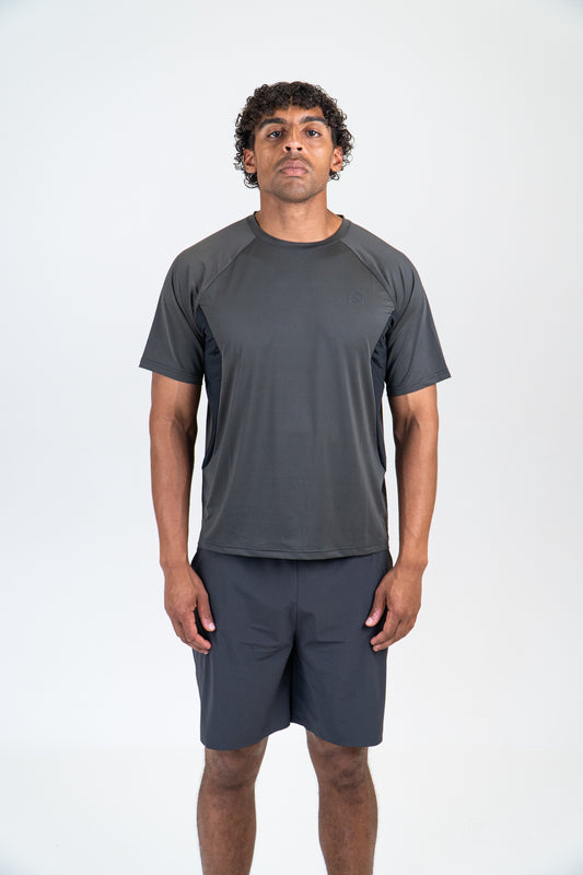 Flux Charcoal Marl Paneld Tee