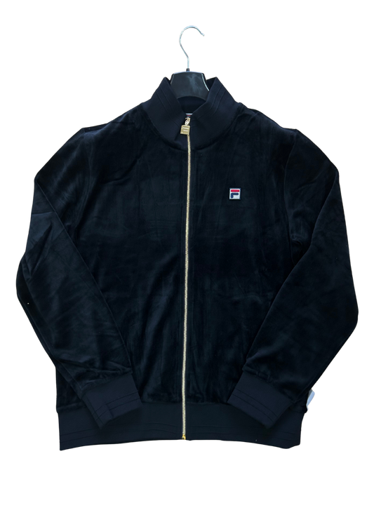 Fila Nero Velour Track Top with Raised Tipping