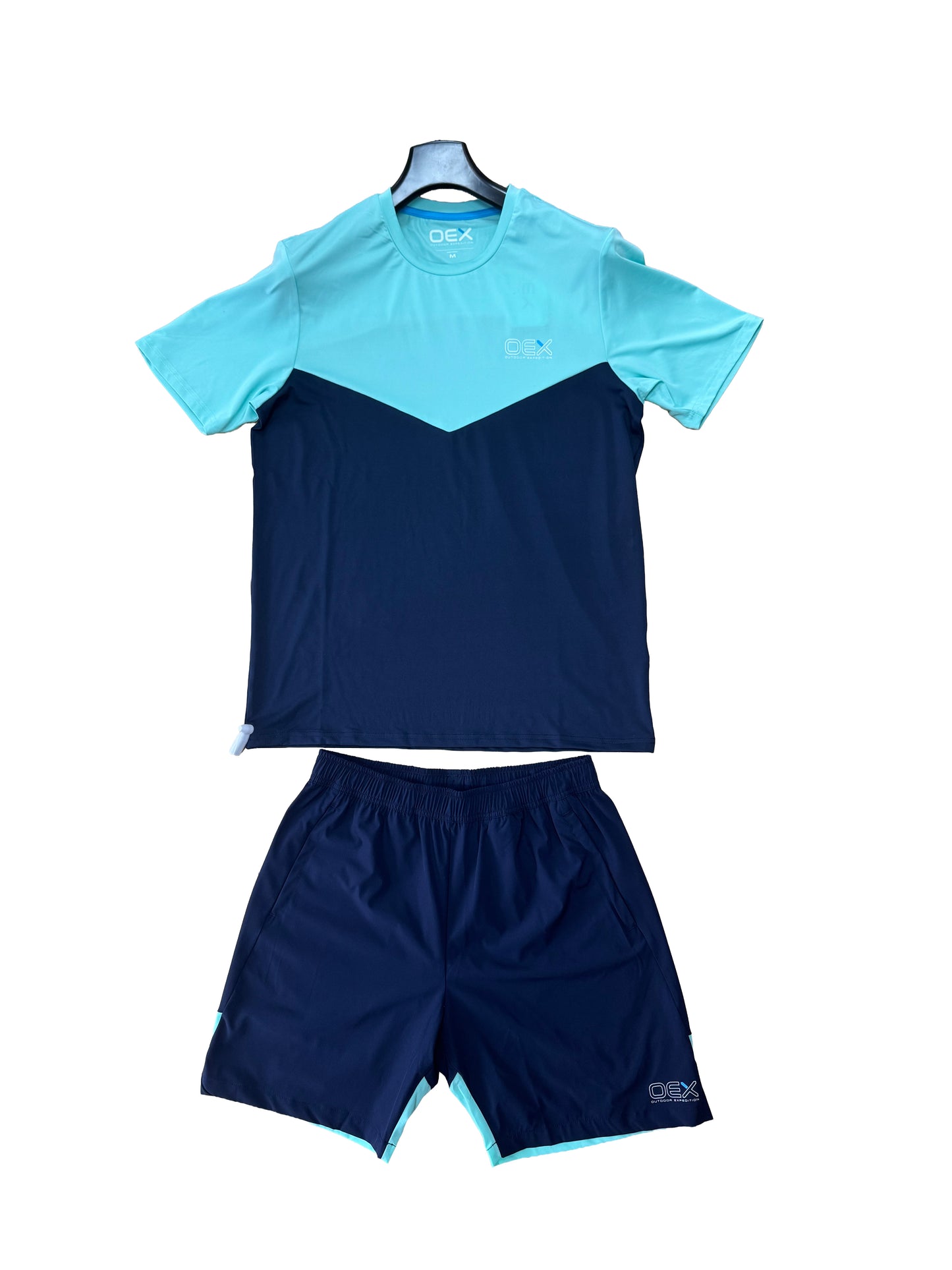 OEX Flynn Tee and Short Set Aqua / Navy