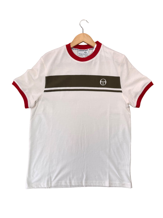 Sergio Tacchini Master Crew Neck T-Shirt Gardenia / Dark Olive / Adrenaline Rush
