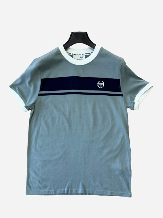 Sergio Tacchini Master Crew Neck T Shirt - Lead / Martime Blue / White