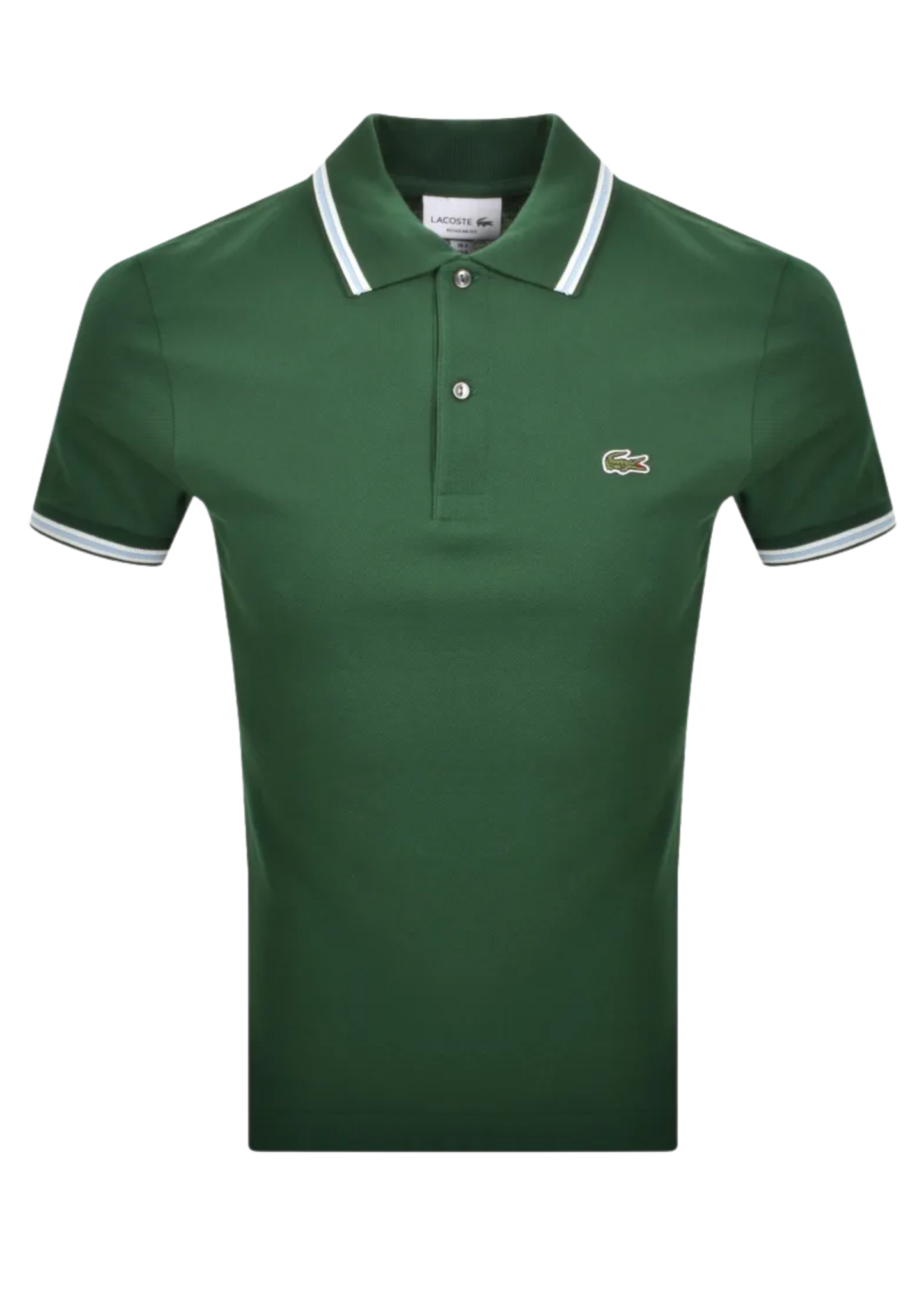 Lacoste Short Sleeved Green/Blue Tipped Polo
