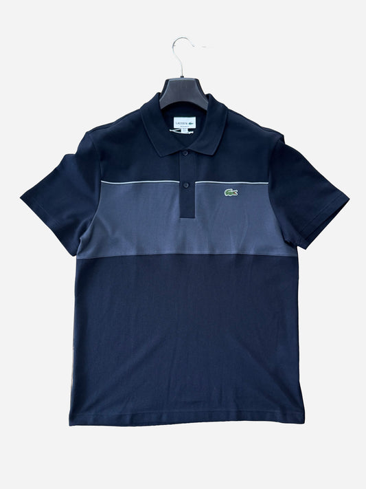 Lacoste Black and Grey Panel Polo