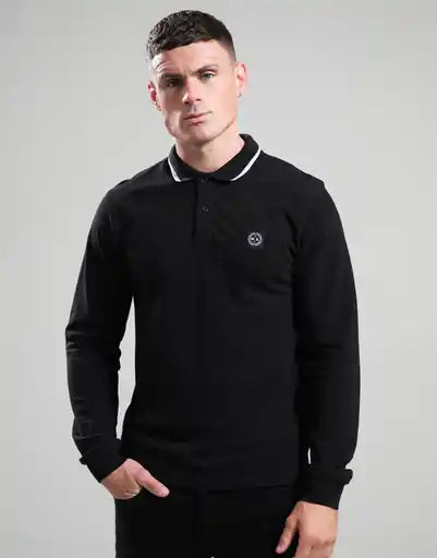 Marshall Artist Siren L/S Tipped Polo Black