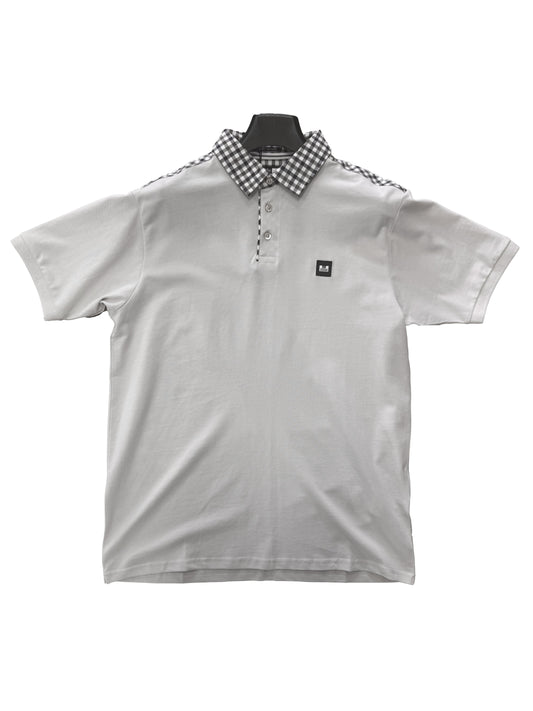 Weekend Offender Costa Mid House Check Collar Polo Cement